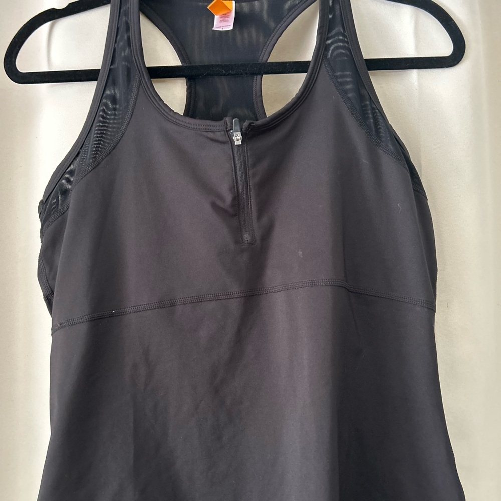 Lucy Activewear Workout Tank Top Women large  Black Racerback Built-in Bra